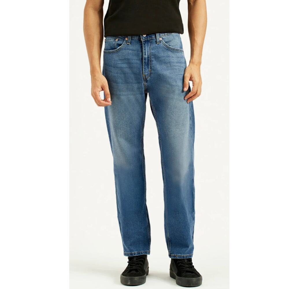 Levi's Men's Blue 505 Regular Straight Fit Mid Rise Jeans Size 36